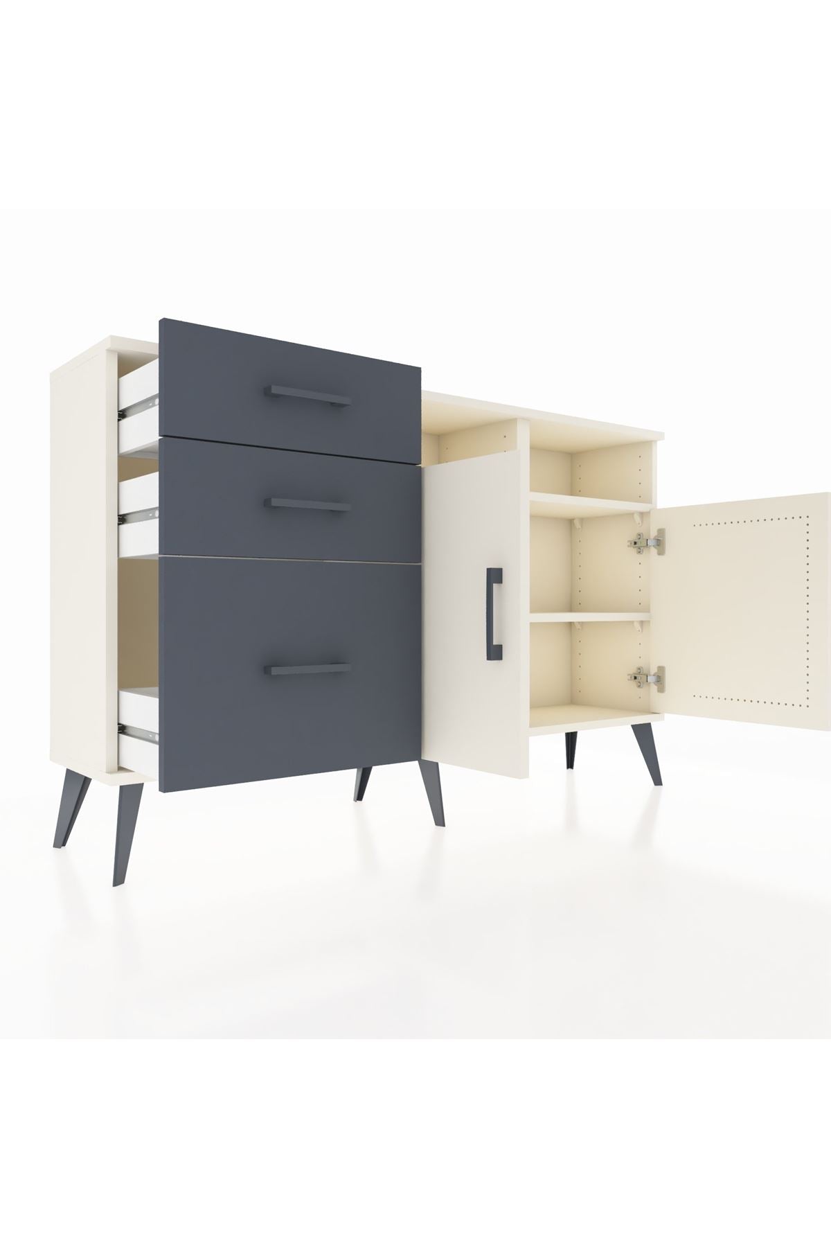 Arges Konsol 4 Raflı 3 Çekmeceli 2 Kapaklı 132x30x83 - S144M048V05A