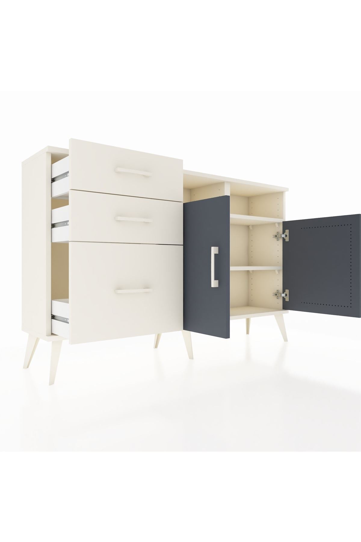 Arges Konsol 4 Raflı 3 Çekmeceli 2 Kapaklı 132x30x83 - S144M048V07A
