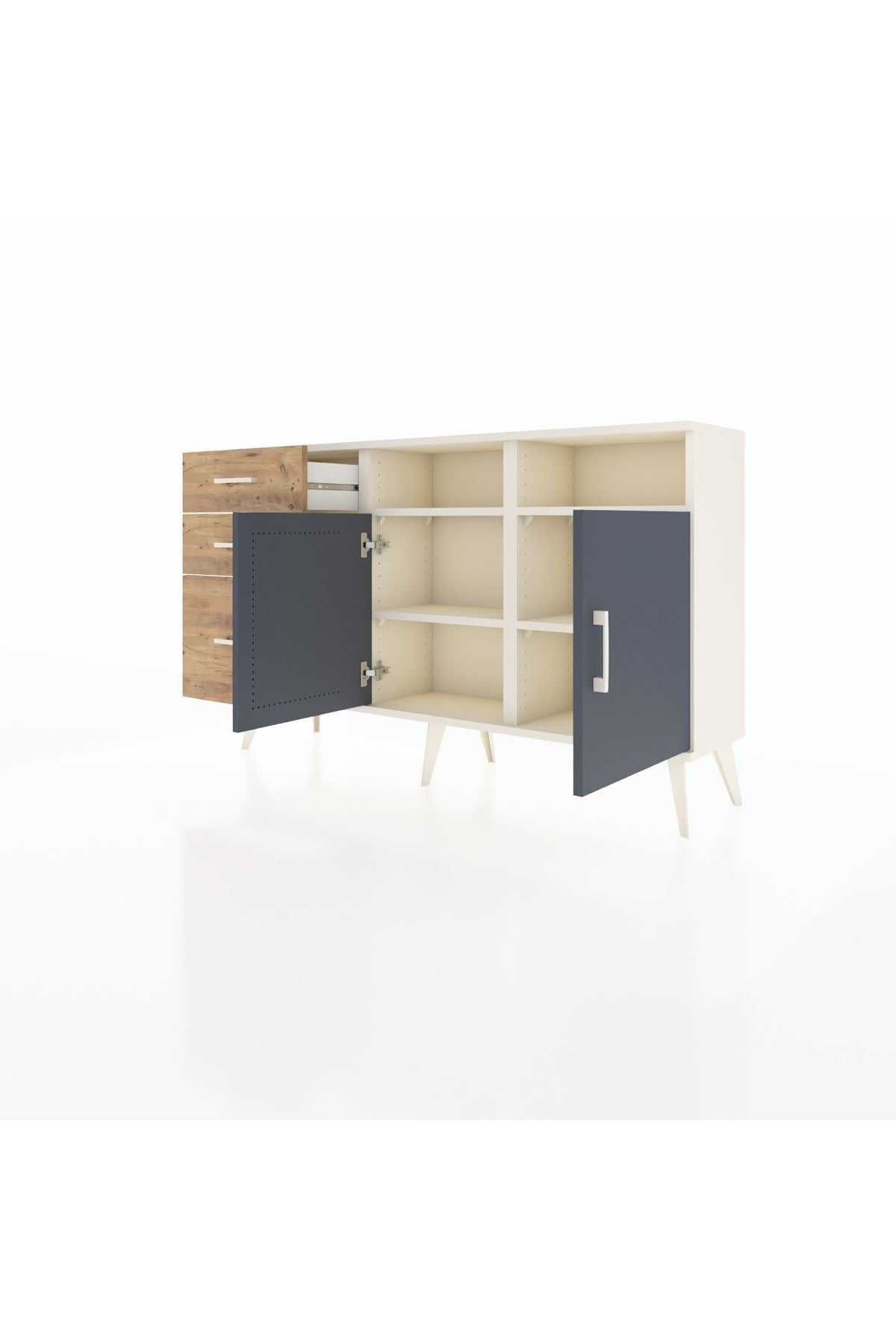 Arges Konsol 4 Raflı 3 Çekmeceli 2 Kapaklı 132x30x83 - S144M048V09A