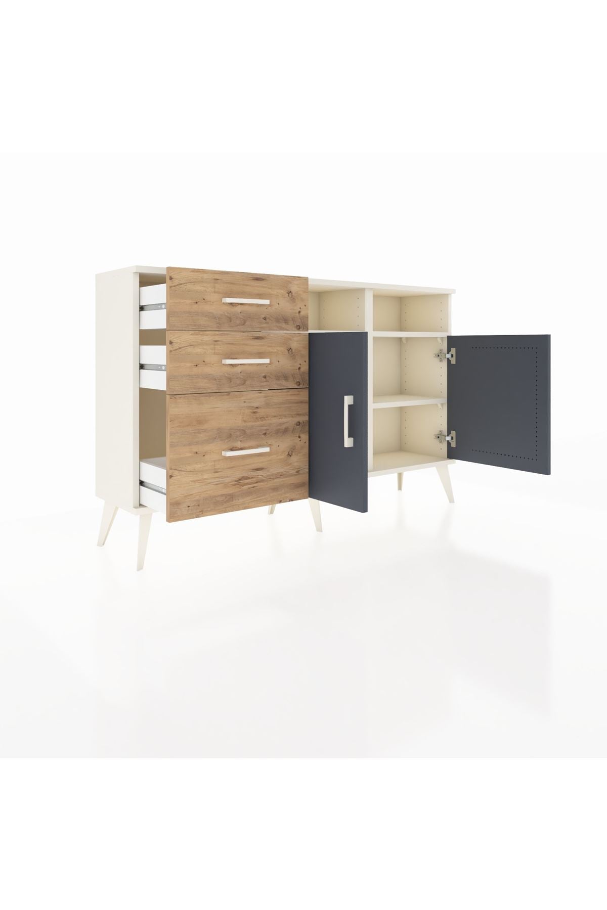 Arges Konsol 4 Raflı 3 Çekmeceli 2 Kapaklı 132x30x83 - S144M048V09A