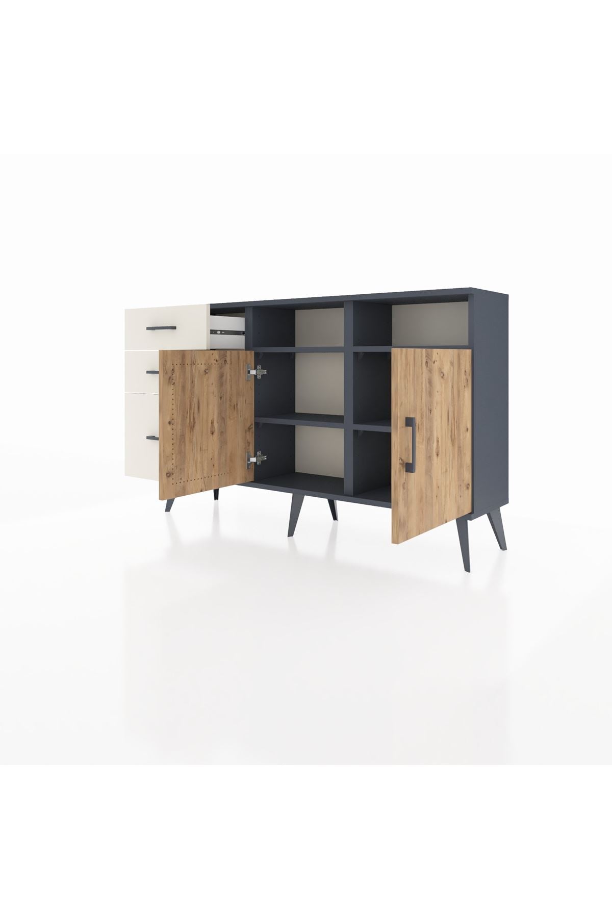 Arges Konsol 4 Raflı 3 Çekmeceli 2 Kapaklı 132x30x83 - S144M048V10A
