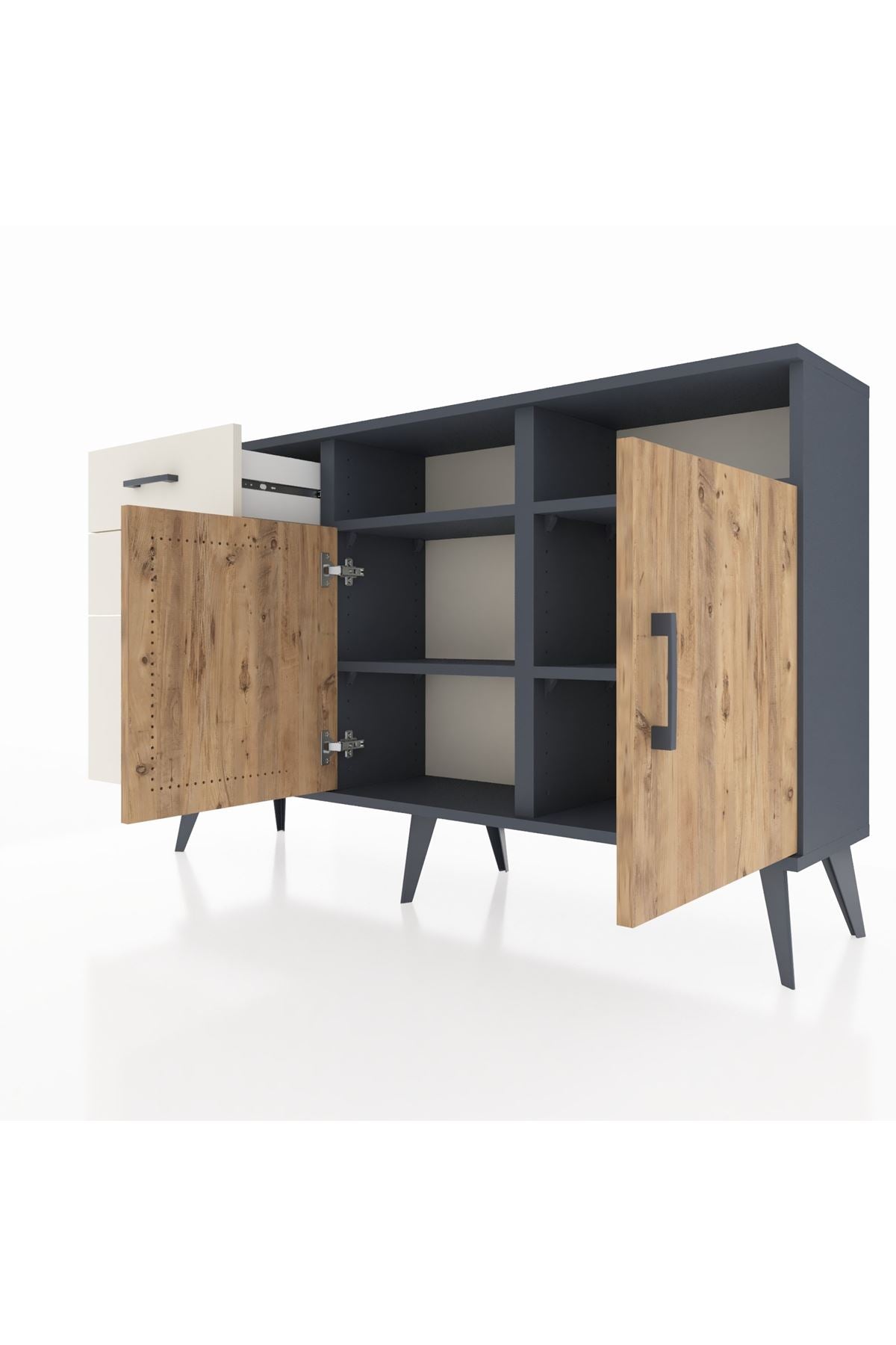 Arges Konsol 4 Raflı 3 Çekmeceli 2 Kapaklı 132x30x83 - S144M048V10A