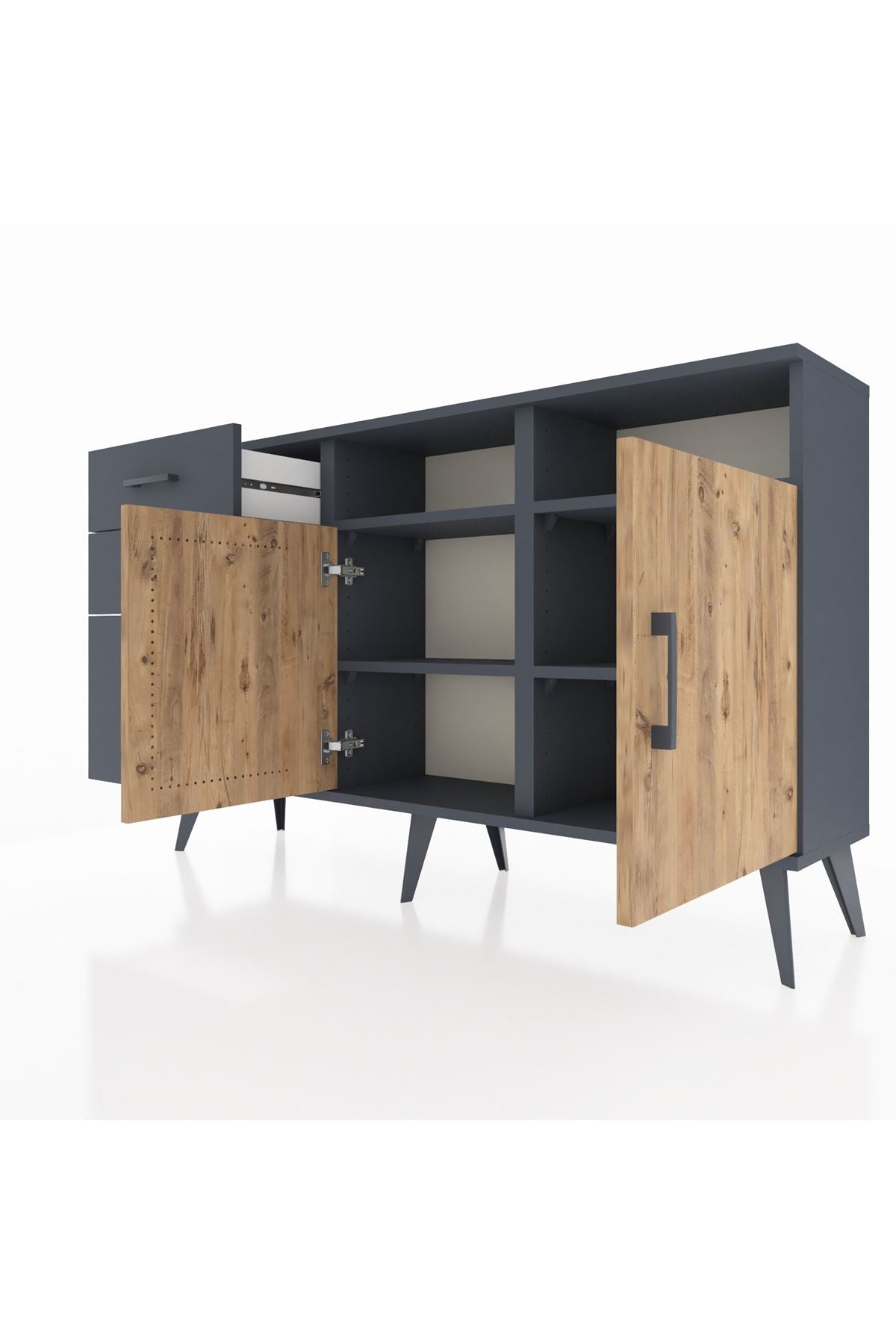 Arges Konsol 4 Raflı 3 Çekmeceli 2 Kapaklı 132x30x83 - S144M048V11A