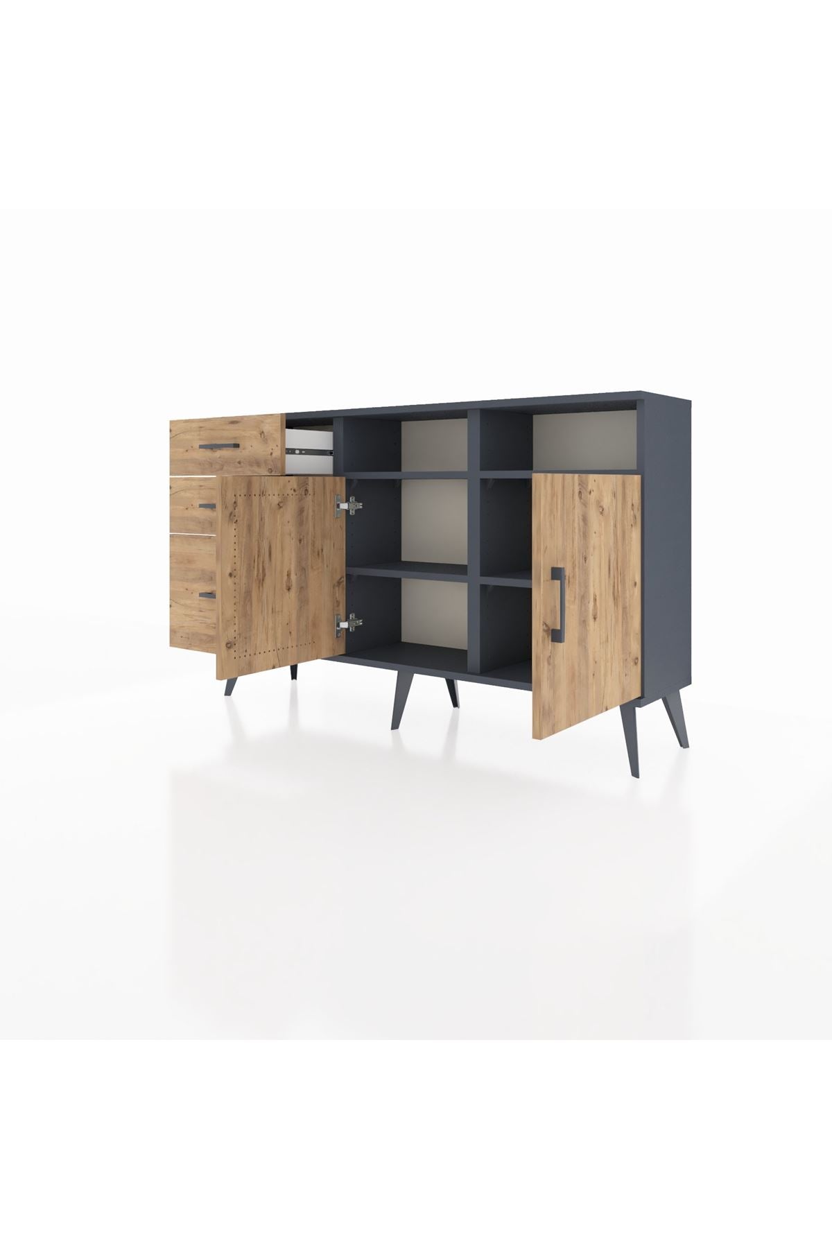 Arges Konsol 4 Raflı 3 Çekmeceli 2 Kapaklı 132x30x83 - S144M048V12A
