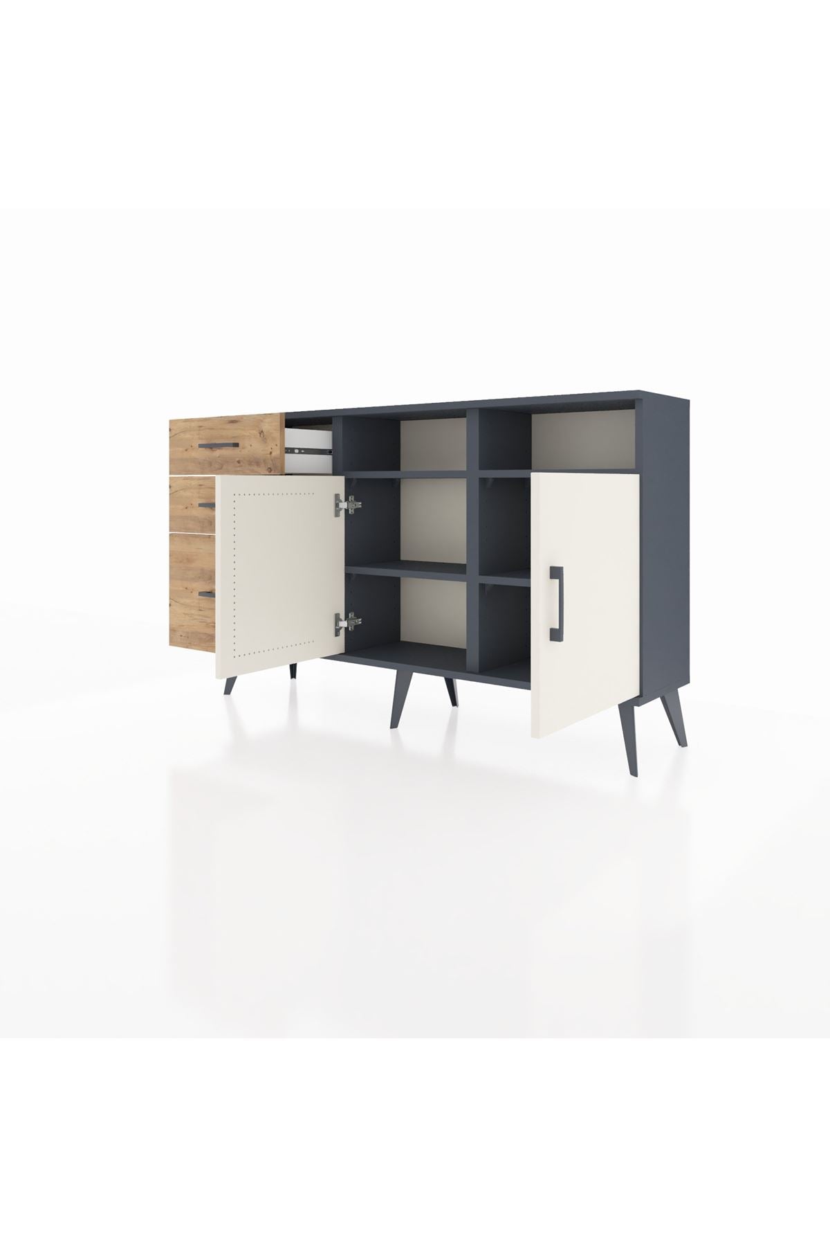 Arges Konsol 4 Raflı 3 Çekmeceli 2 Kapaklı 132x30x83 - S144M048V15A