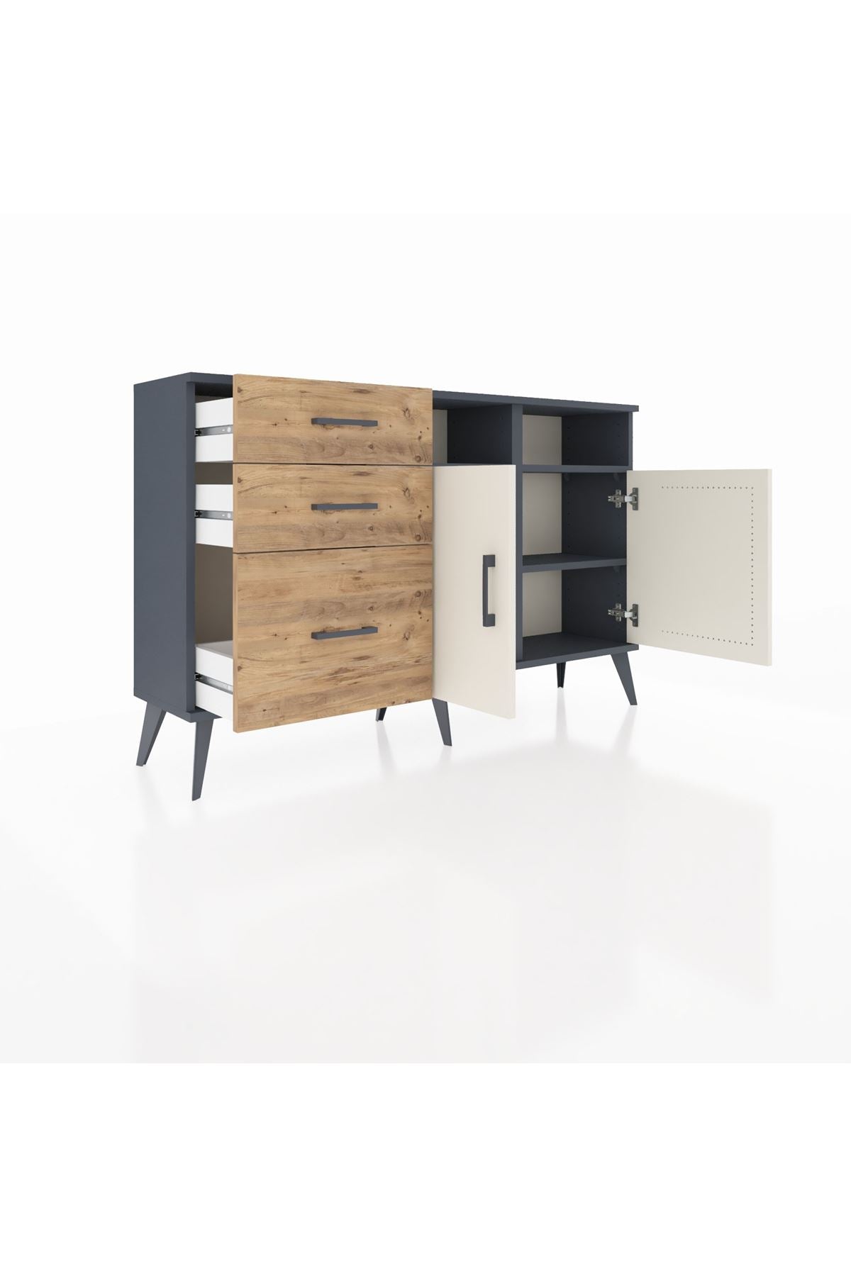 Arges Konsol 4 Raflı 3 Çekmeceli 2 Kapaklı 132x30x83 - S144M048V15A