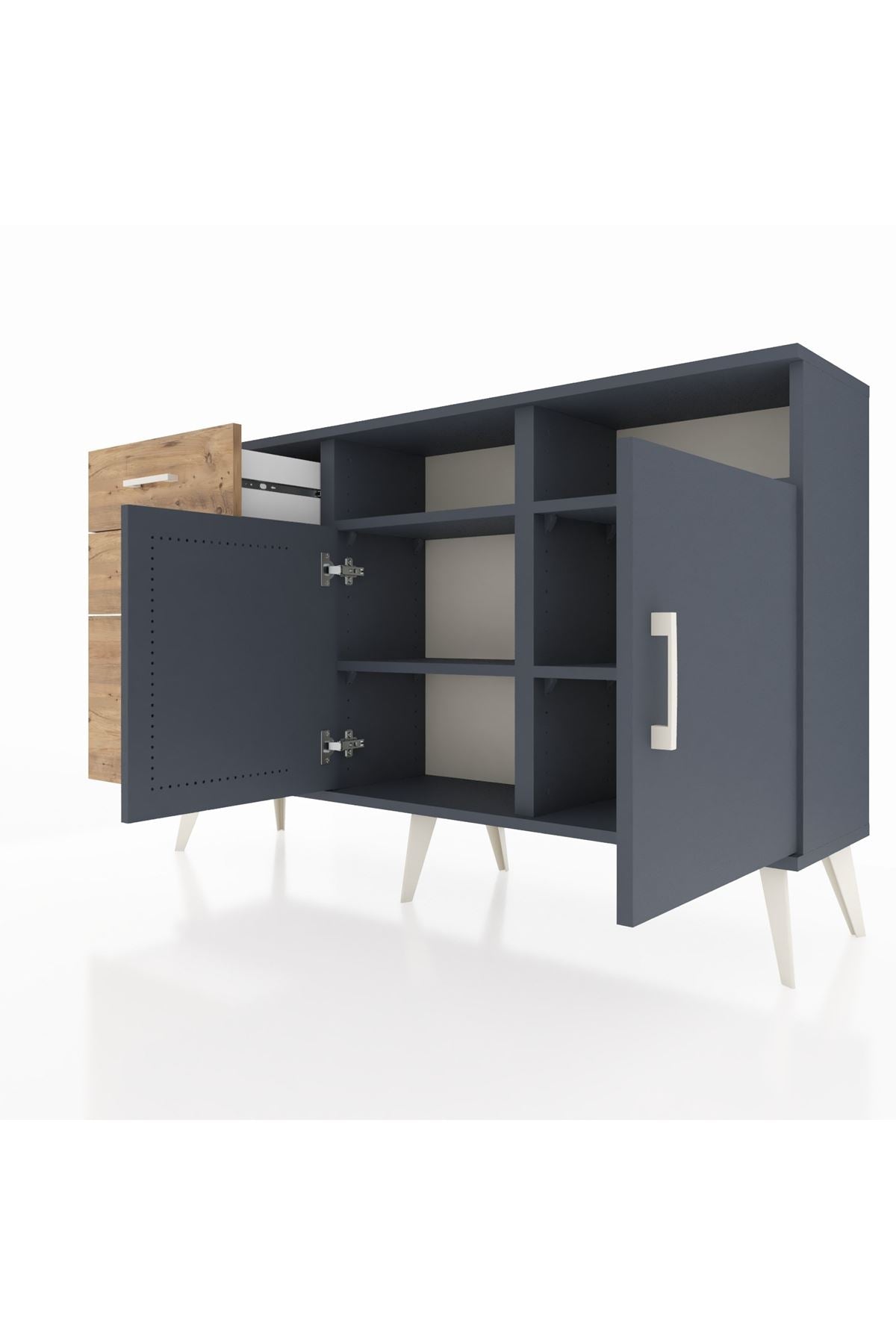 Arges Konsol 4 Raflı 3 Çekmeceli 2 Kapaklı 132x30x83 - S144M048V18A