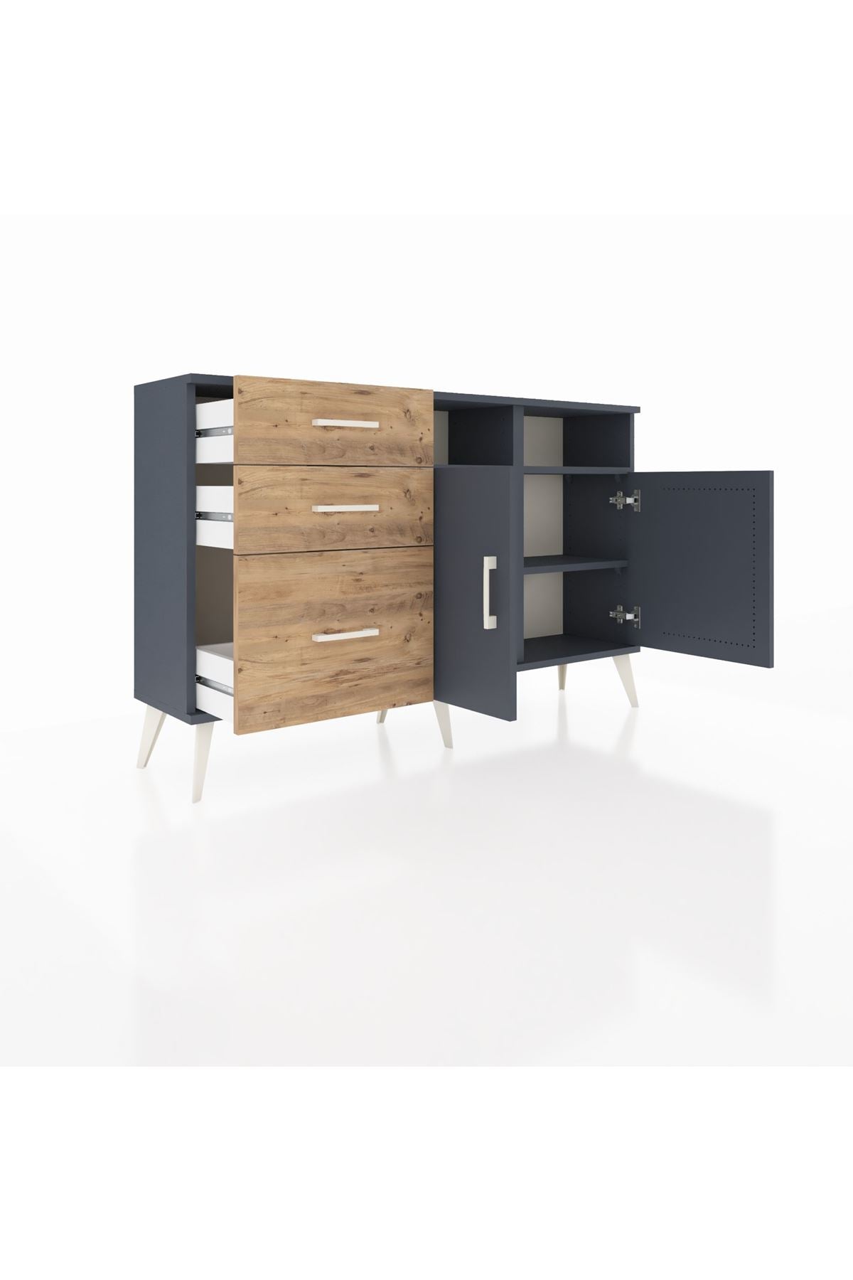 Arges Konsol 4 Raflı 3 Çekmeceli 2 Kapaklı 132x30x83 - S144M048V18A
