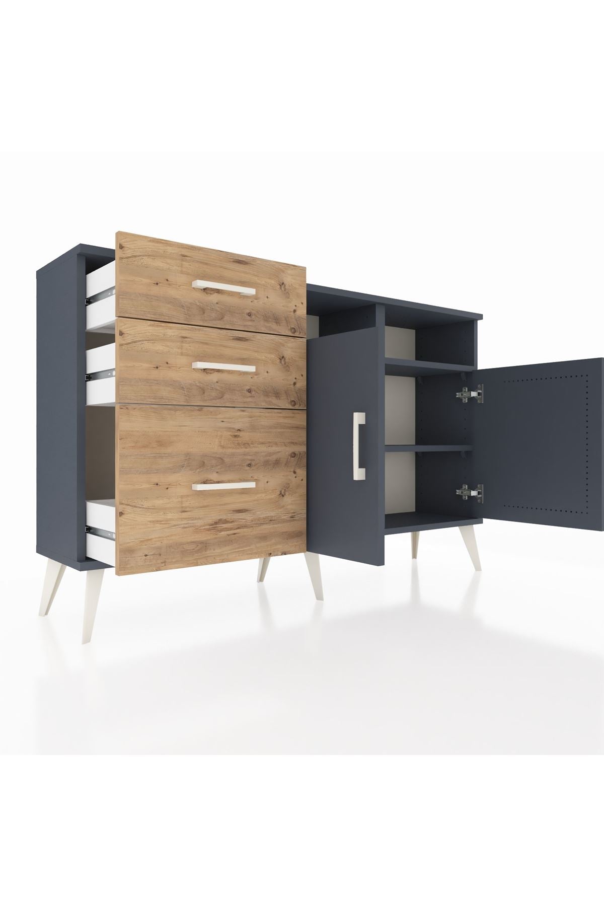 Arges Konsol 4 Raflı 3 Çekmeceli 2 Kapaklı 132x30x83 - S144M048V18A