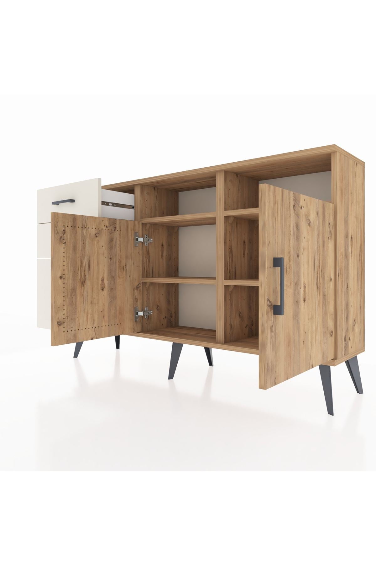 Arges Konsol 4 Raflı 3 Çekmeceli 2 Kapaklı 132x30x83 - S144M048V19A