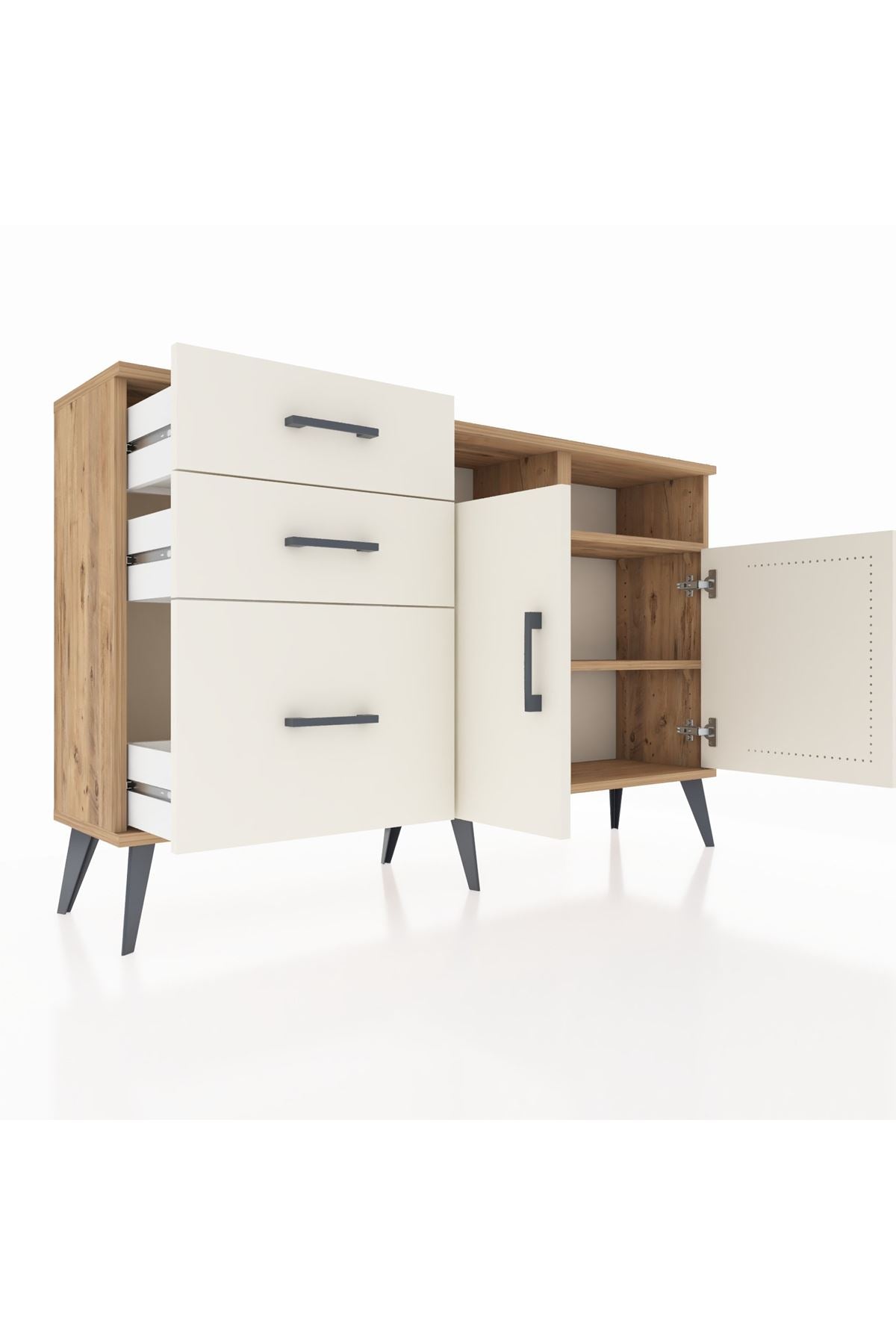 Arges Konsol 4 Raflı 3 Çekmeceli 2 Kapaklı 132x30x83 - S144M048V22A