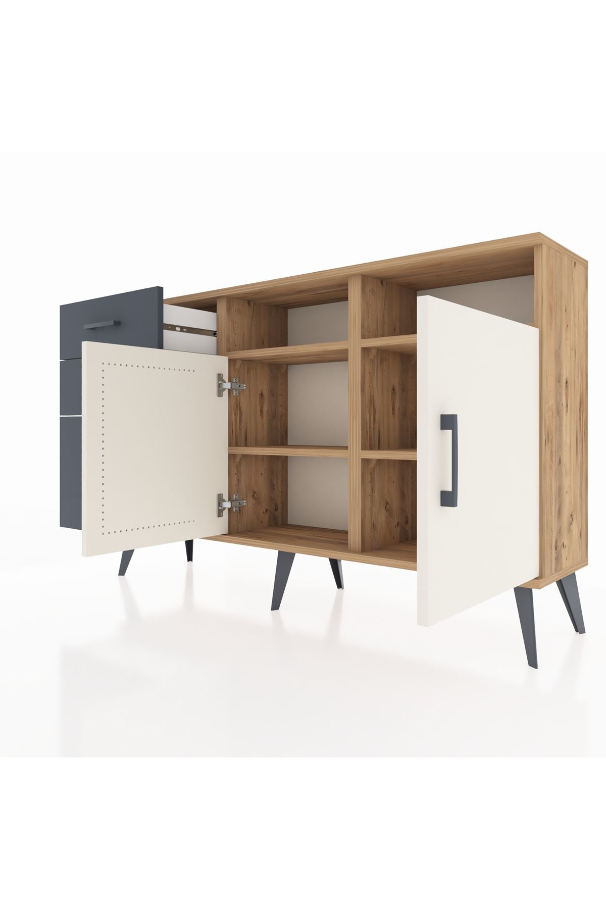 Arges Konsol 4 Raflı 3 Çekmeceli 2 Kapaklı 132x30x83 - S144M048V23A
