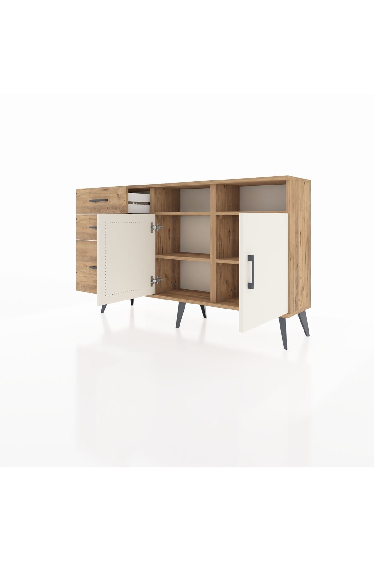 Arges Konsol 4 Raflı 3 Çekmeceli 2 Kapaklı 132x30x83 - S144M048V24A