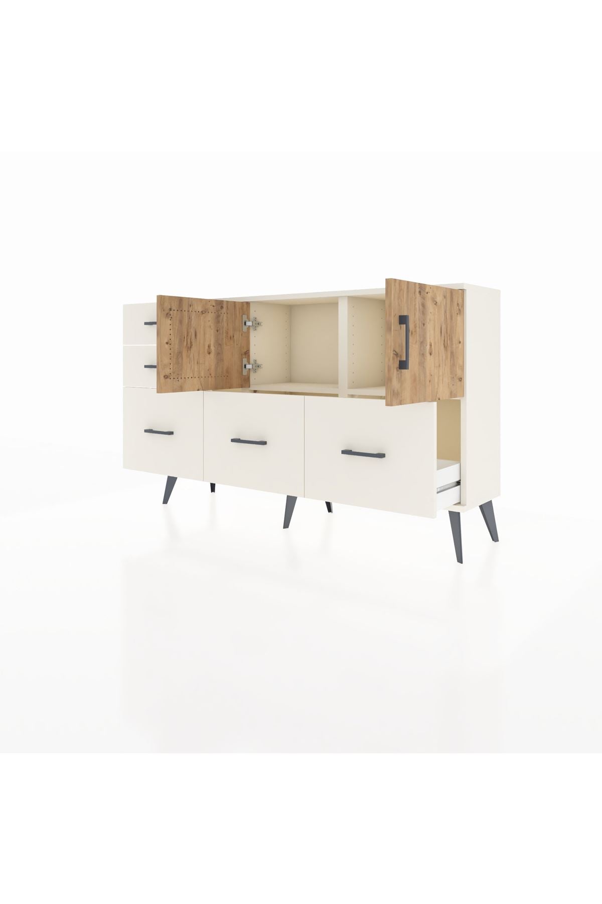 Arges Konsol 2 Raflı 5 Çekmeceli 2 Kapaklı 132x30x83 - S144M049V01A
