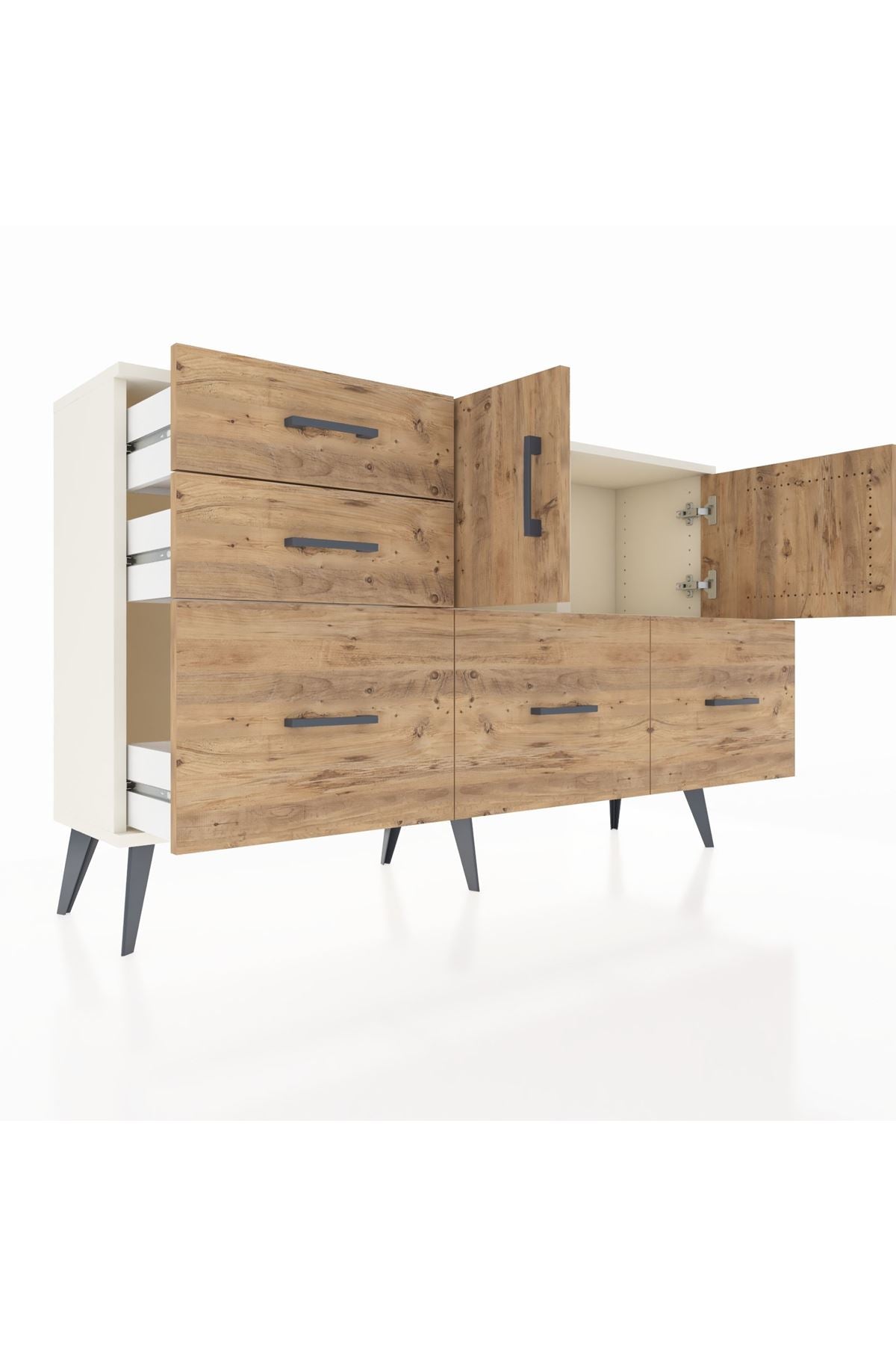 Arges Konsol 2 Raflı 5 Çekmeceli 2 Kapaklı 132x30x83 - S144M049V03A