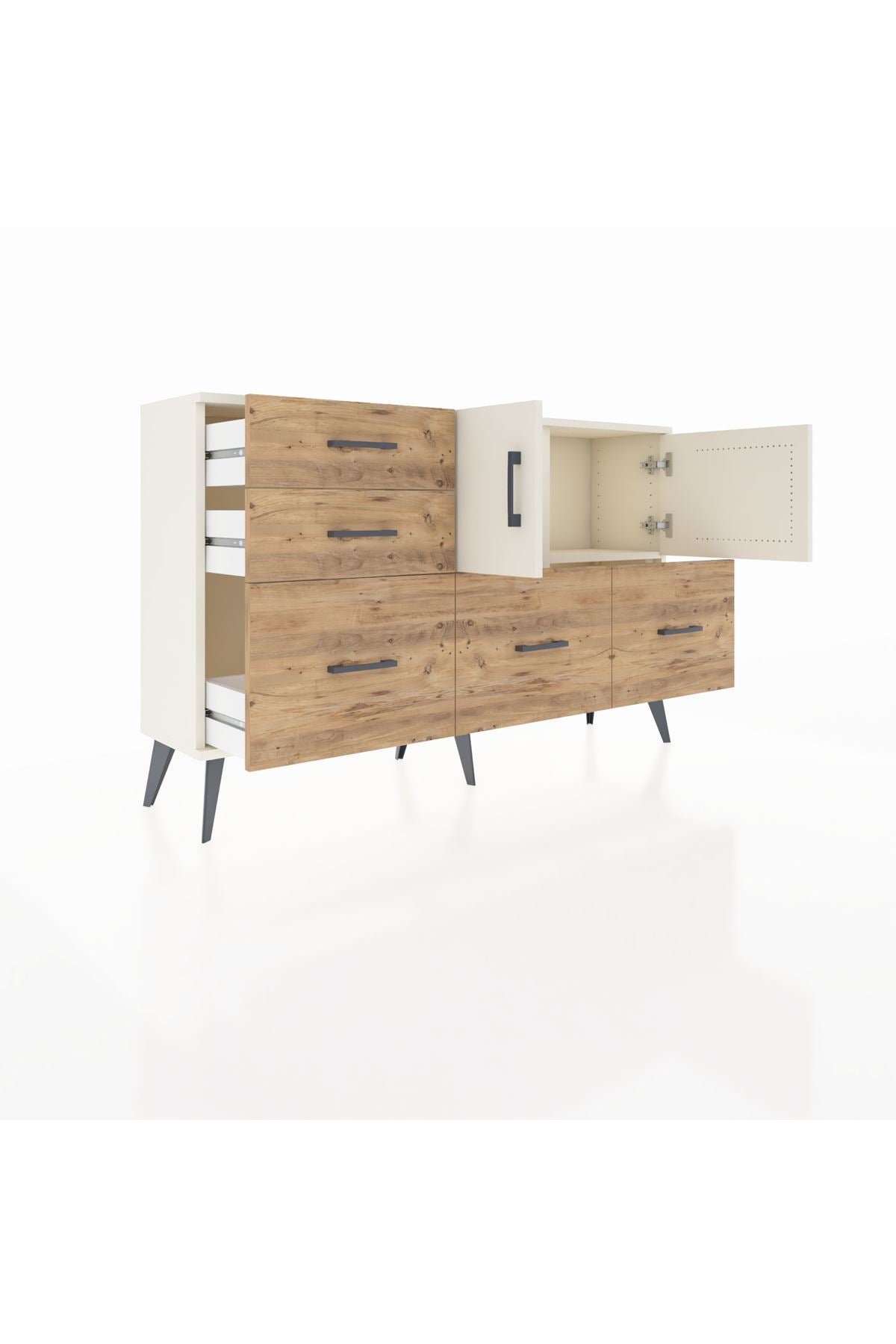 Arges Konsol 2 Raflı 5 Çekmeceli 2 Kapaklı 132x30x83 - S144M049V06A