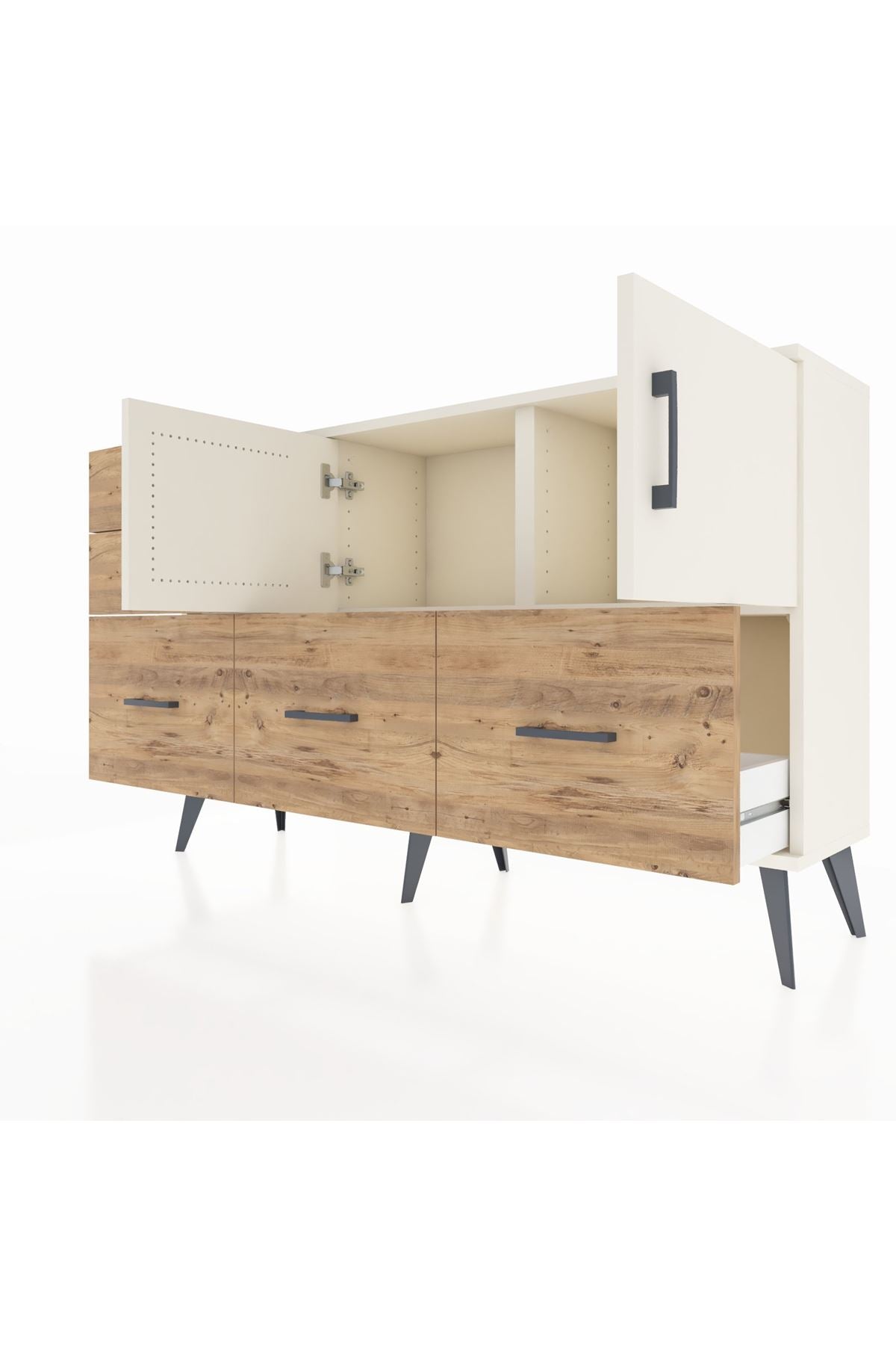 Arges Konsol 2 Raflı 5 Çekmeceli 2 Kapaklı 132x30x83 - S144M049V06A