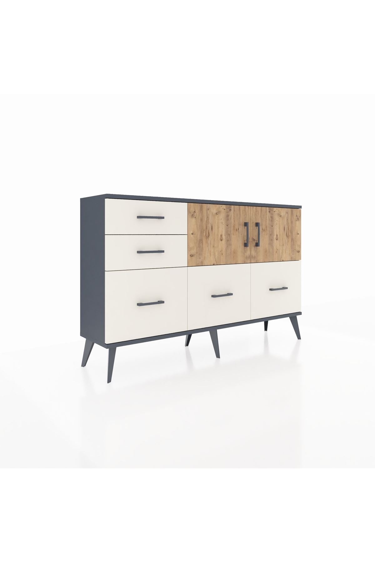 Arges Konsol 2 Raflı 5 Çekmeceli 2 Kapaklı 132x30x83 - S144M049V10A