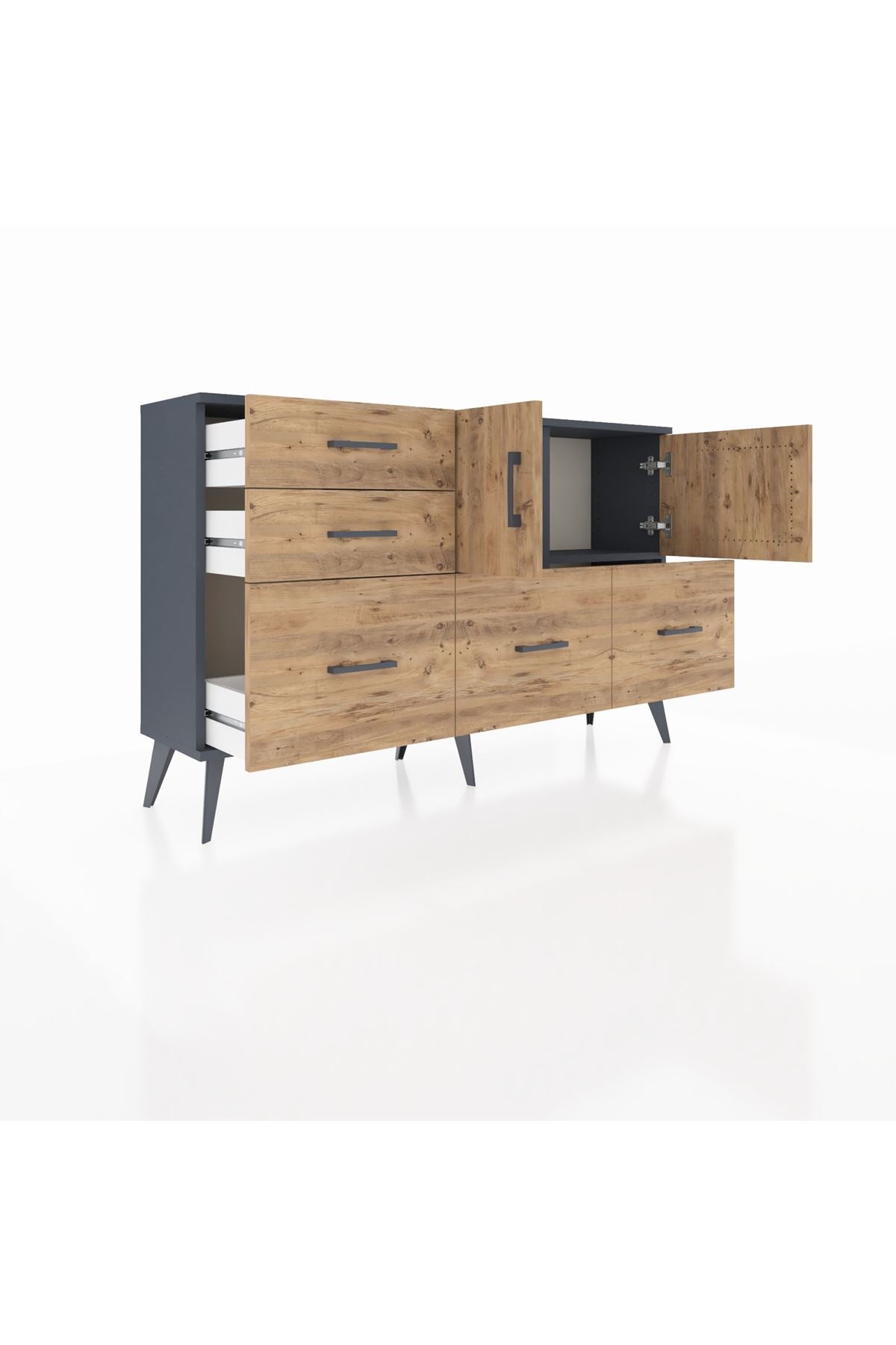 Arges Konsol 2 Raflı 5 Çekmeceli 2 Kapaklı 132x30x83 - S144M049V12A