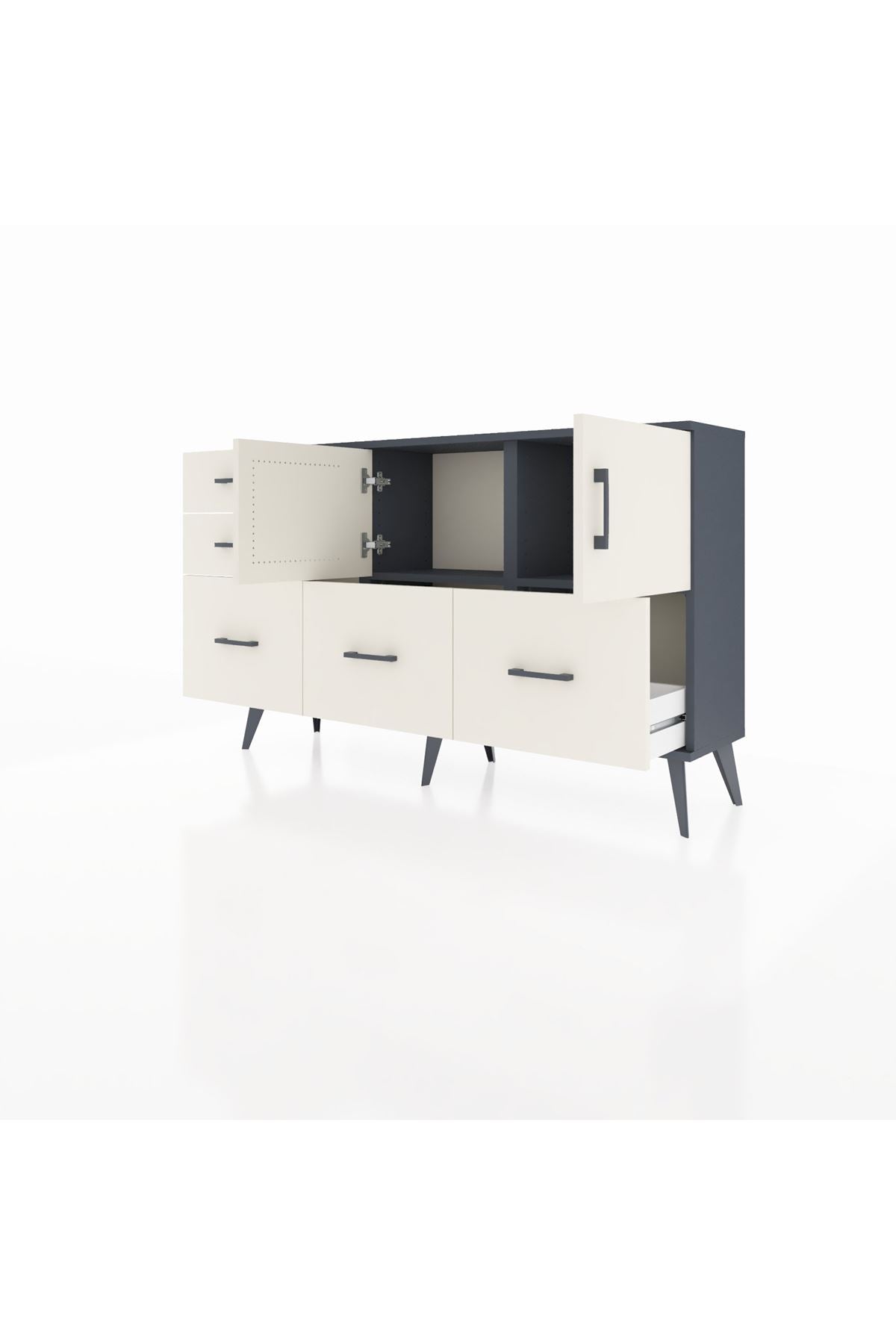 Arges Konsol 2 Raflı 5 Çekmeceli 2 Kapaklı 132x30x83 - S144M049V13A