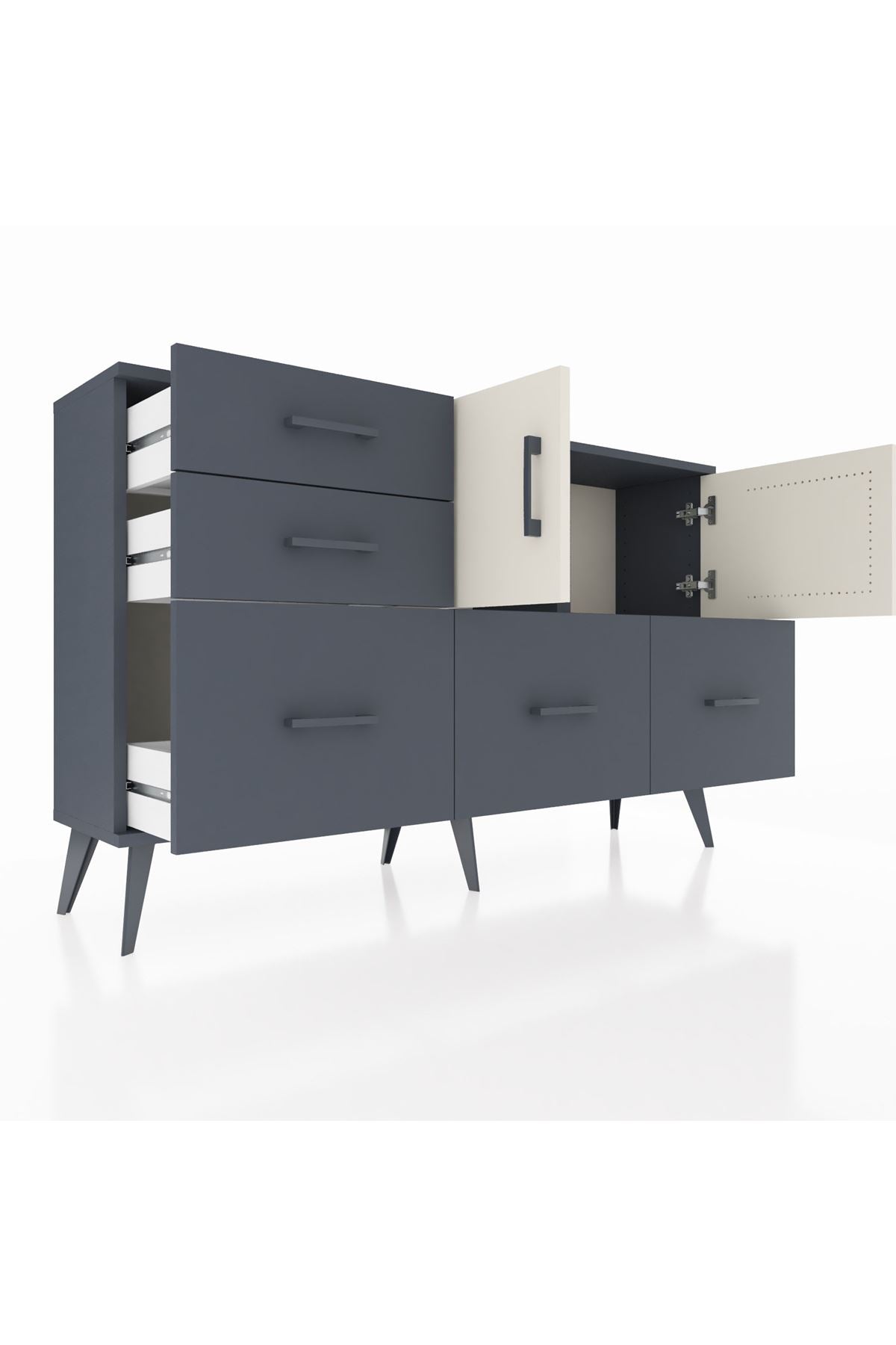 Arges Konsol 2 Raflı 5 Çekmeceli 2 Kapaklı 132x30x83 - S144M049V14A