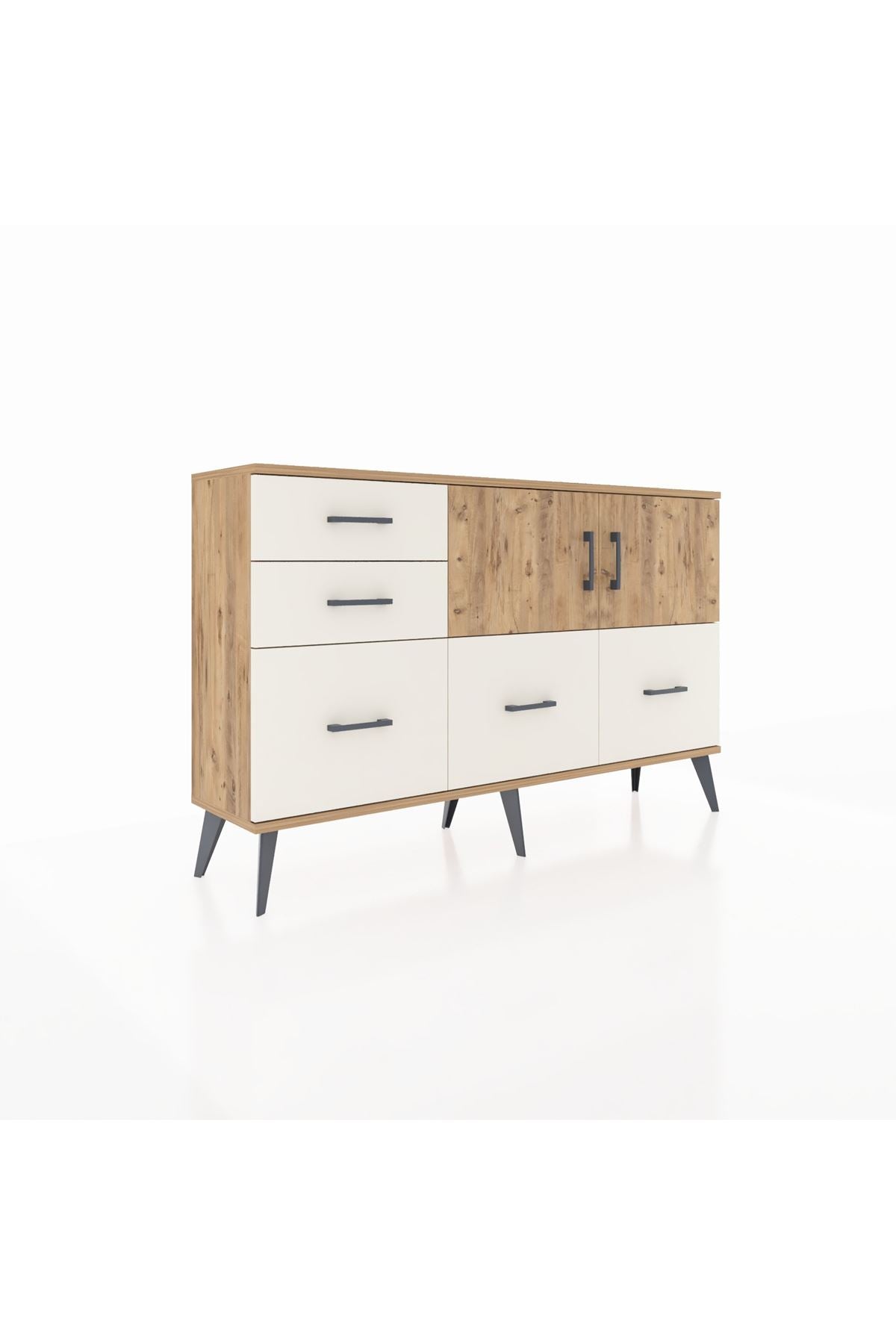 Arges Konsol 2 Raflı 5 Çekmeceli 2 Kapaklı 132x30x83 - S144M049V19A