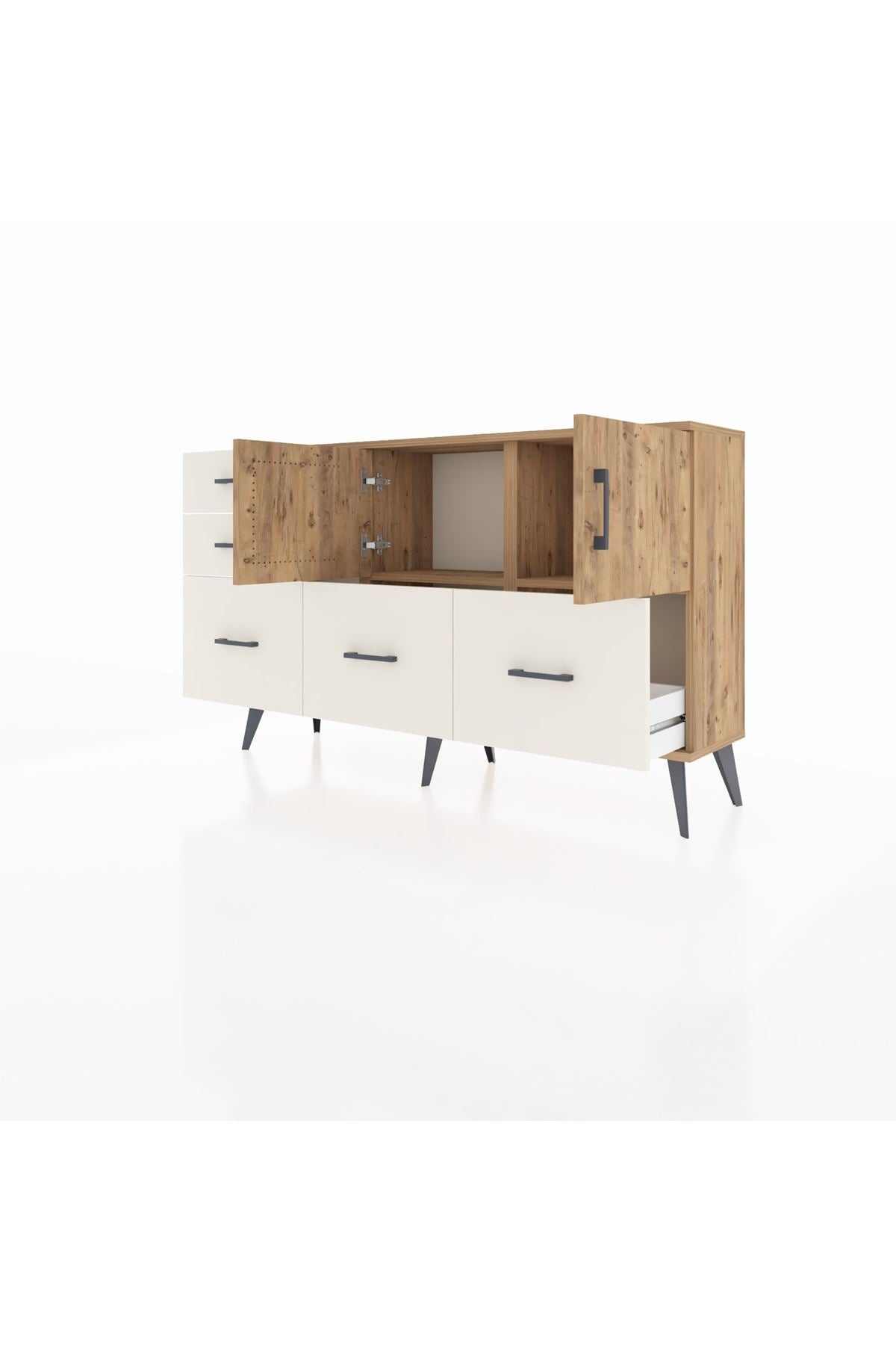 Arges Konsol 2 Raflı 5 Çekmeceli 2 Kapaklı 132x30x83 - S144M049V19A