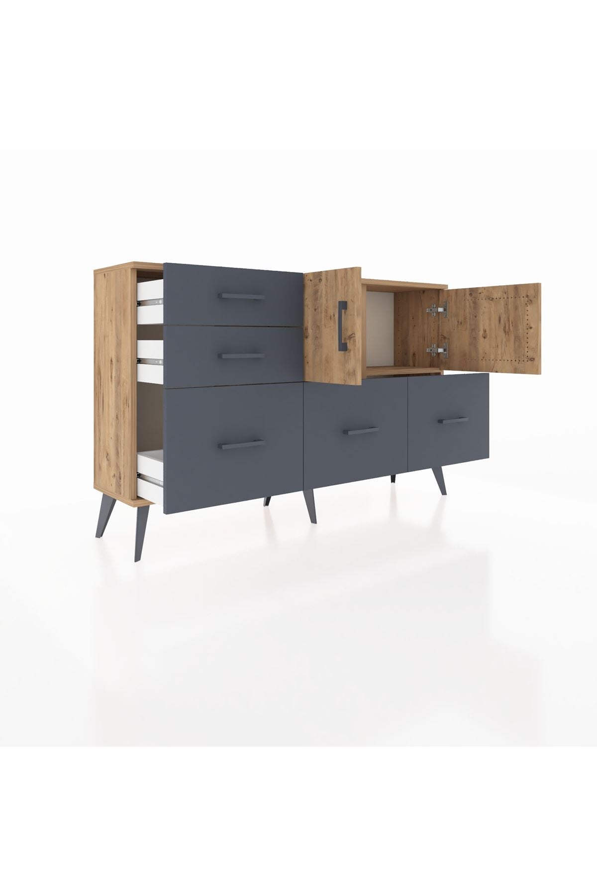Arges Konsol 2 Raflı 5 Çekmeceli 2 Kapaklı 132x30x83 - S144M049V20A