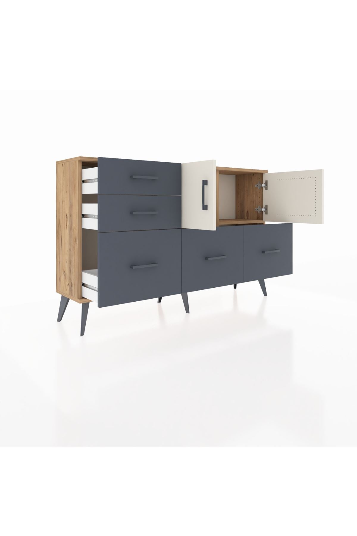 Arges Konsol 2 Raflı 5 Çekmeceli 2 Kapaklı 132x30x83 - S144M049V23A