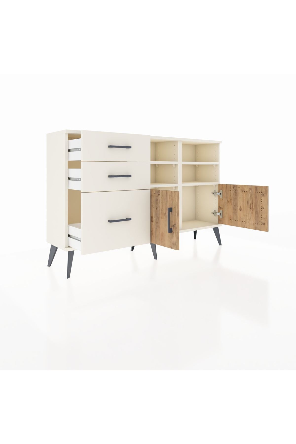 Arges Konsol 4 Raflı 3 Çekmeceli 2 Kapaklı 132x30x83 - S144M050V01A