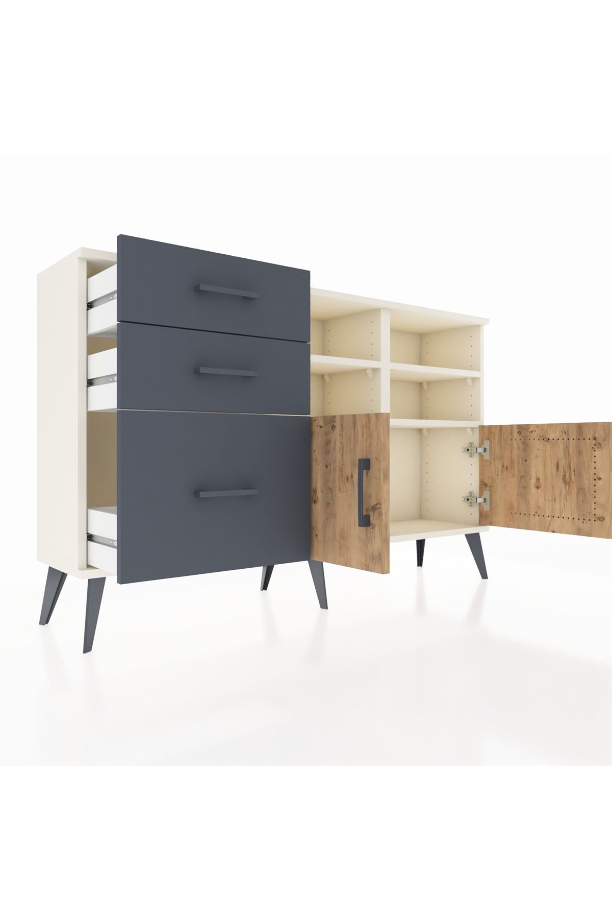 Arges Konsol 4 Raflı 3 Çekmeceli 2 Kapaklı 132x30x83 - S144M050V02A