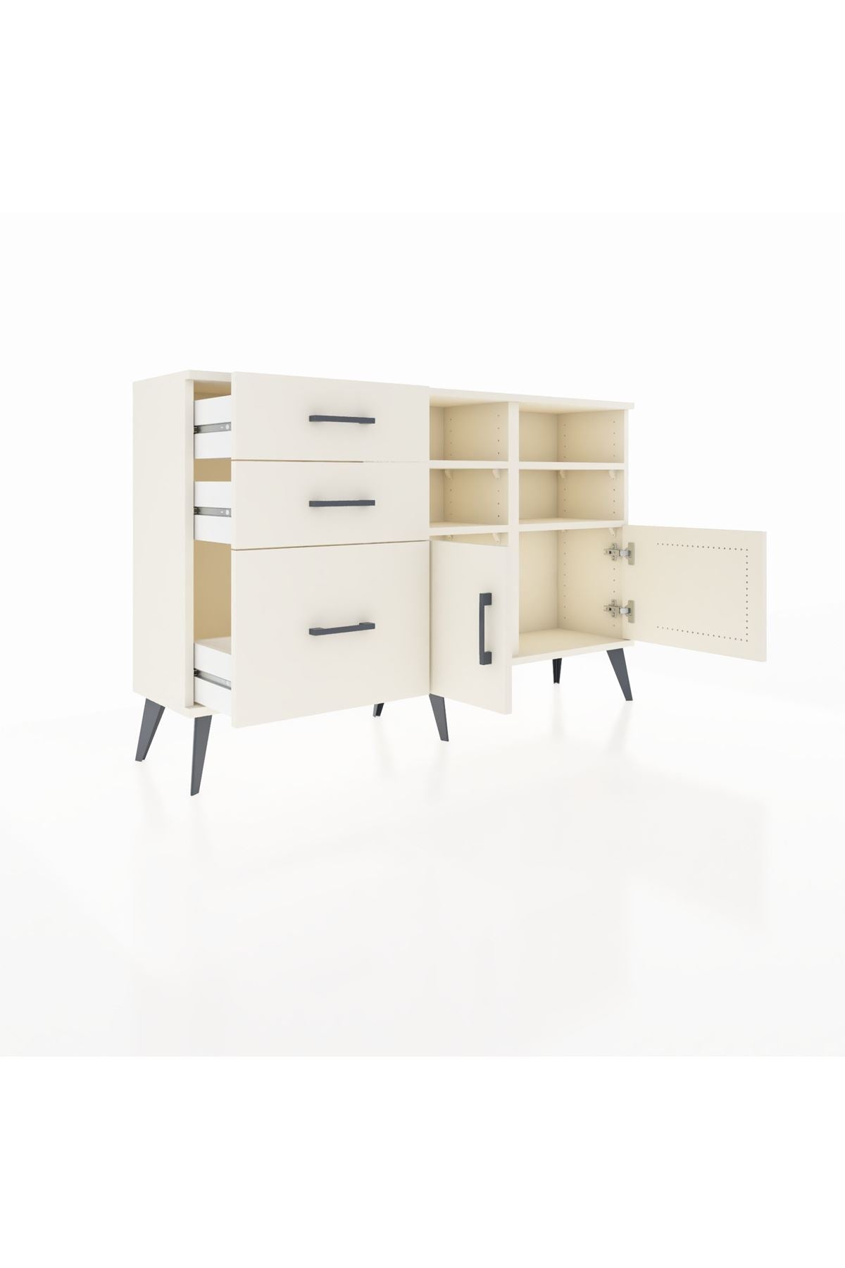Arges Konsol 4 Raflı 3 Çekmeceli 2 Kapaklı 132x30x83 - S144M050V04A