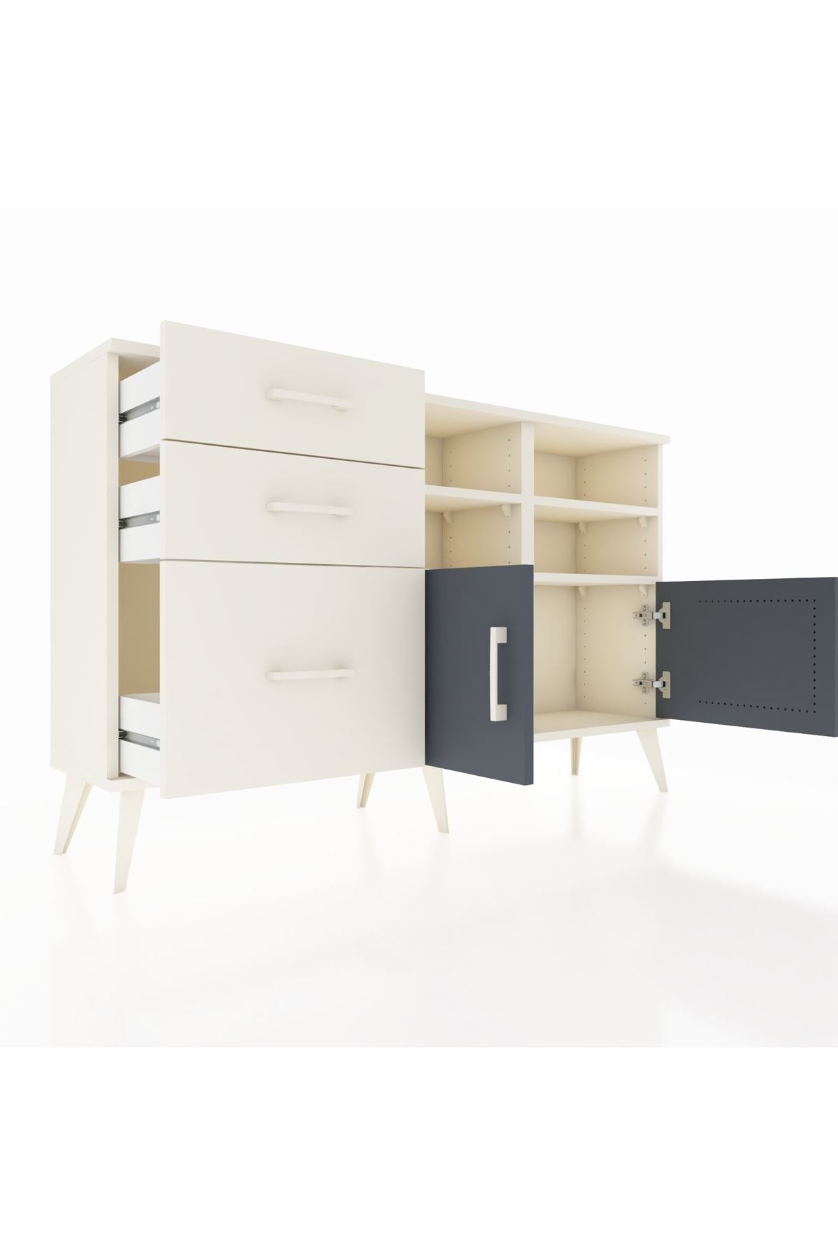 Arges Konsol 4 Raflı 3 Çekmeceli 2 Kapaklı 132x30x83 - S144M050V07A