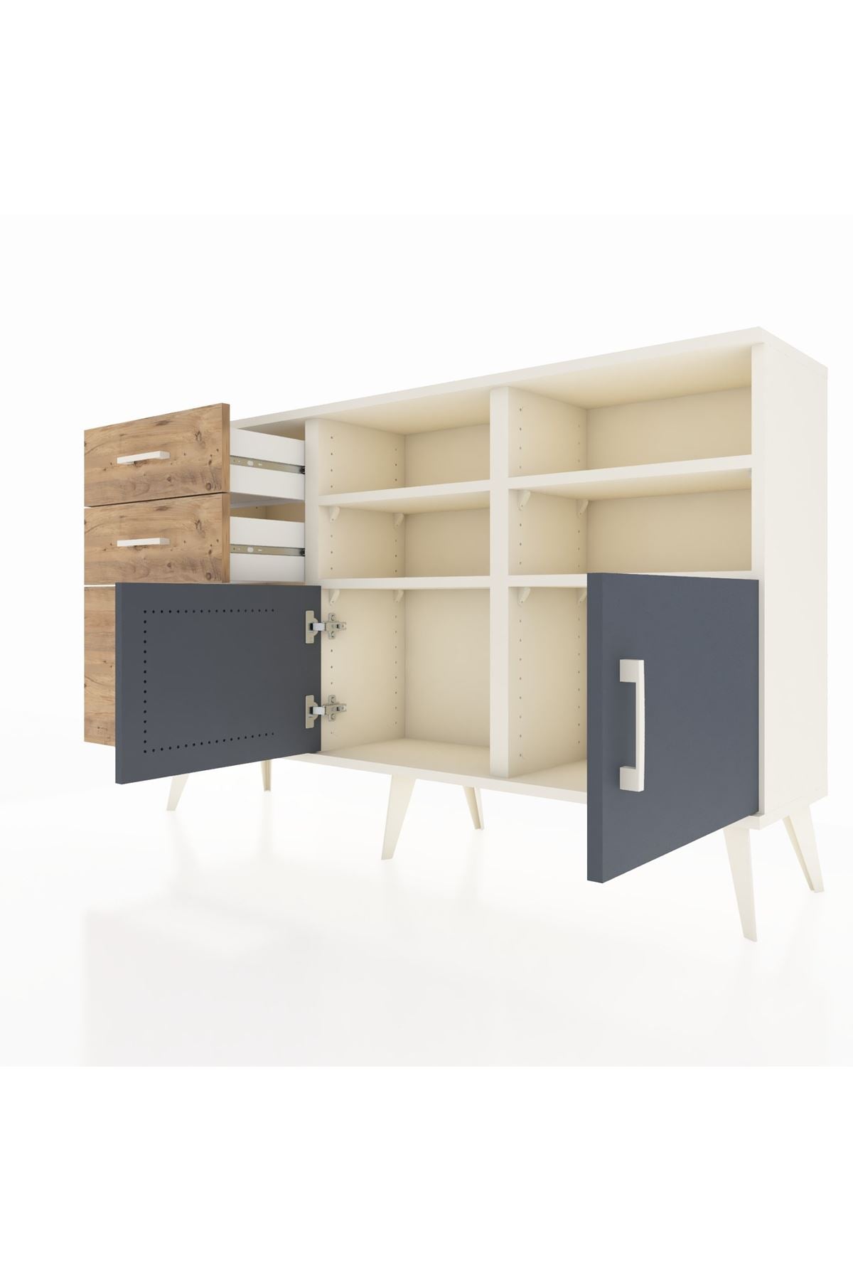 Arges Konsol 4 Raflı 3 Çekmeceli 2 Kapaklı 132x30x83 - S144M050V09A