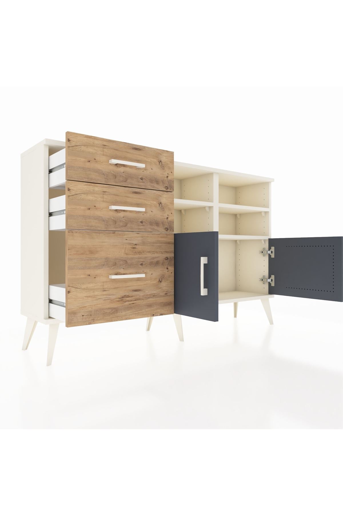 Arges Konsol 4 Raflı 3 Çekmeceli 2 Kapaklı 132x30x83 - S144M050V09A