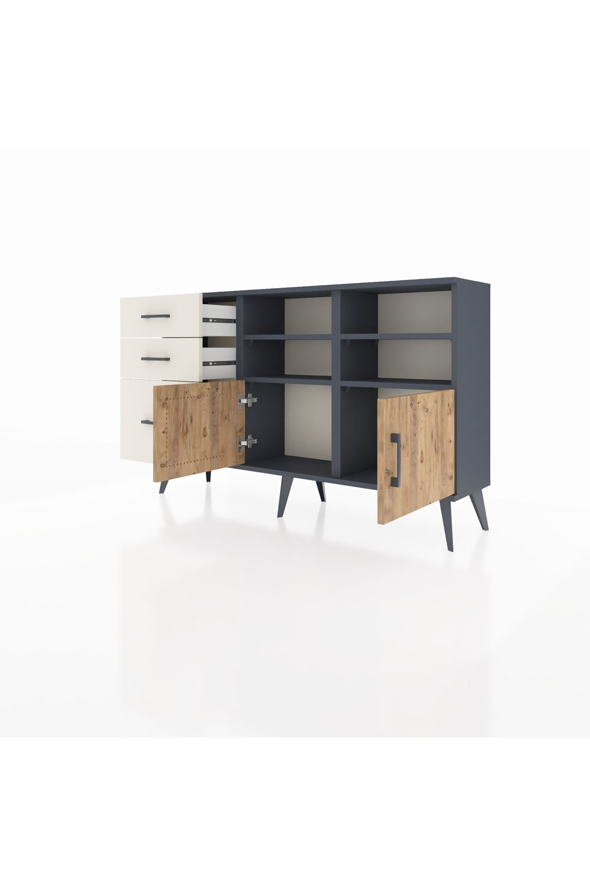 Arges Konsol 4 Raflı 3 Çekmeceli 2 Kapaklı 132x30x83 - S144M050V10A