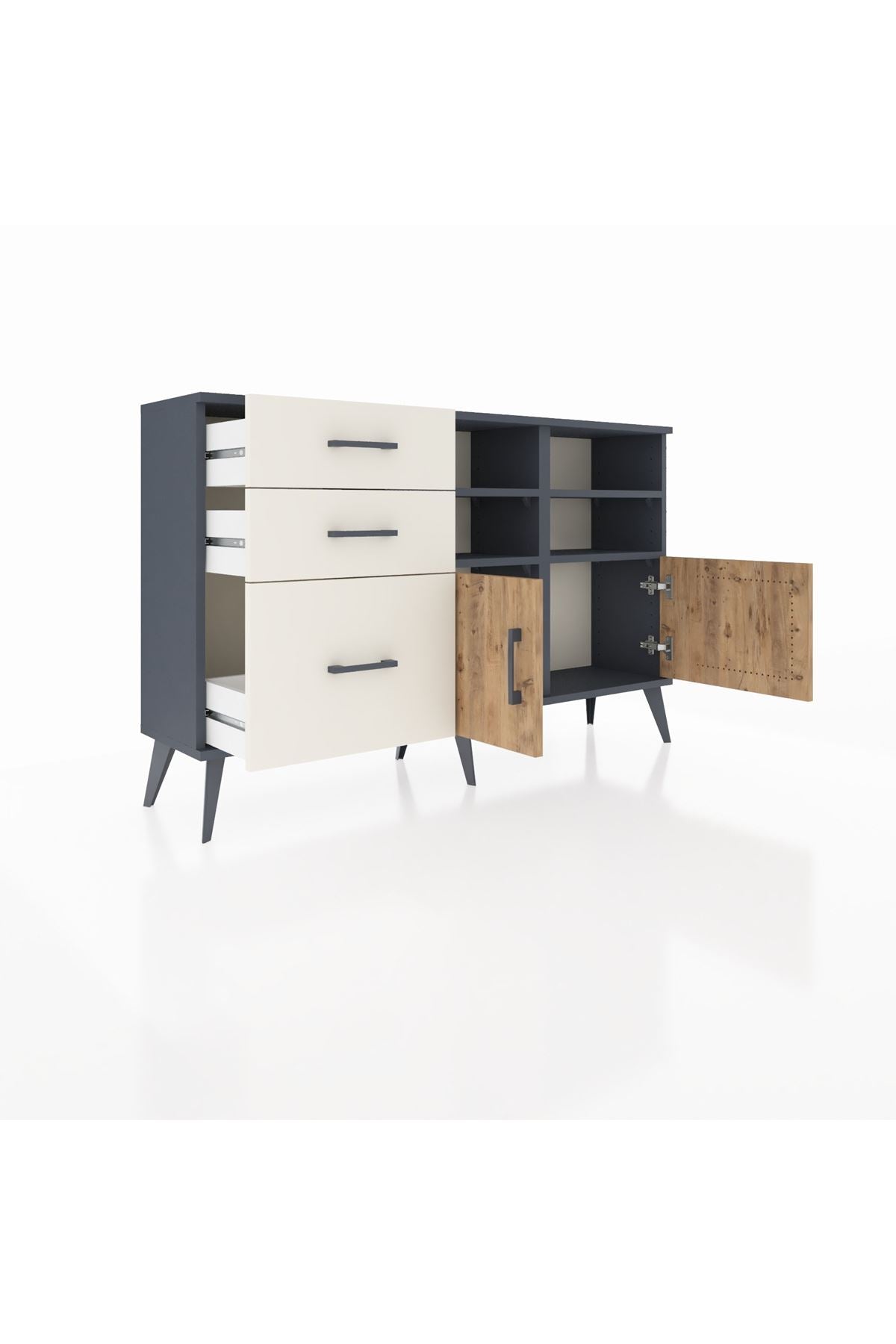 Arges Konsol 4 Raflı 3 Çekmeceli 2 Kapaklı 132x30x83 - S144M050V10A