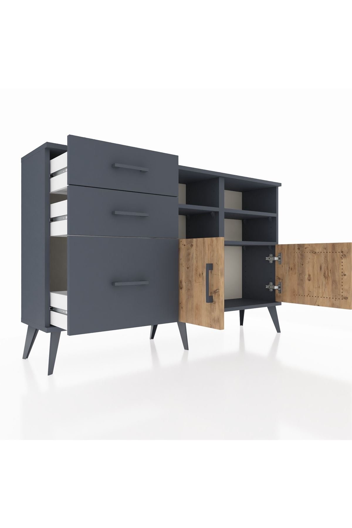 Arges Konsol 4 Raflı 3 Çekmeceli 2 Kapaklı 132x30x83 - S144M050V11A
