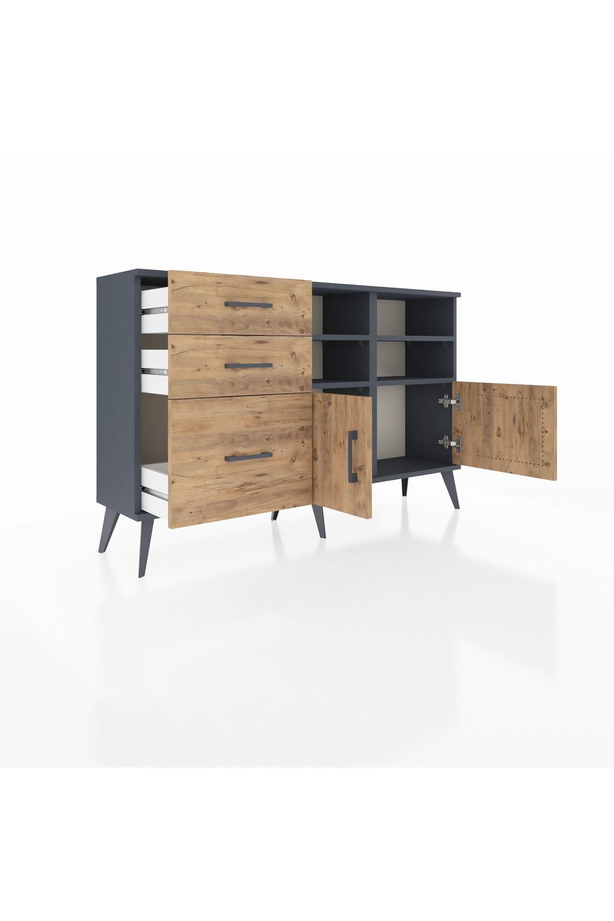 Arges Konsol 4 Raflı 3 Çekmeceli 2 Kapaklı 132x30x83 - S144M050V12A