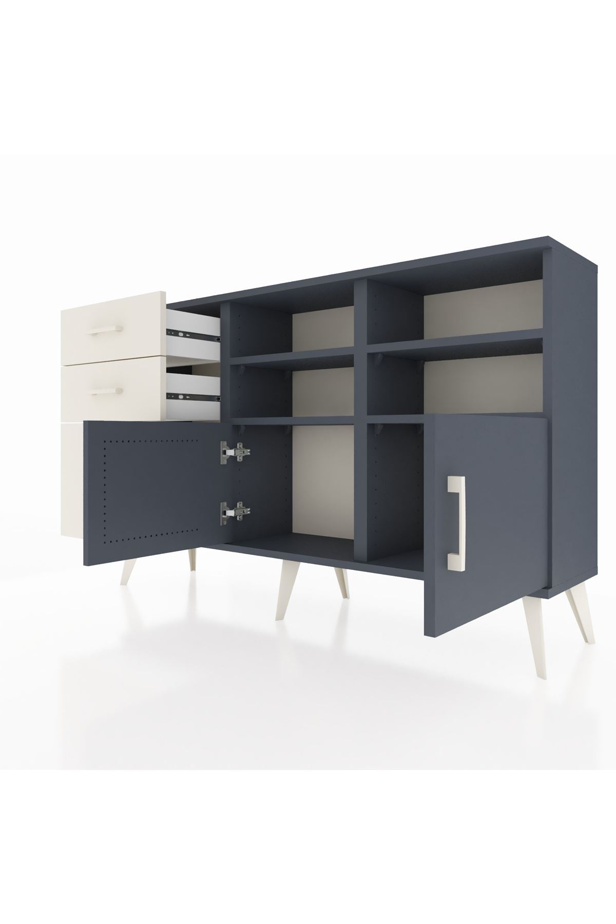 Arges Konsol 4 Raflı 3 Çekmeceli 2 Kapaklı 132x30x83 - S144M050V16A