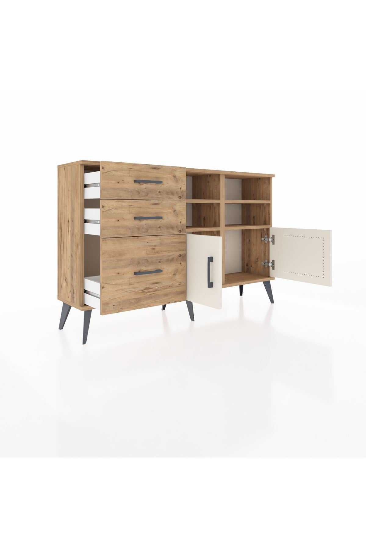 Arges Konsol 4 Raflı 3 Çekmeceli 2 Kapaklı 132x30x83 - S144M050V24A