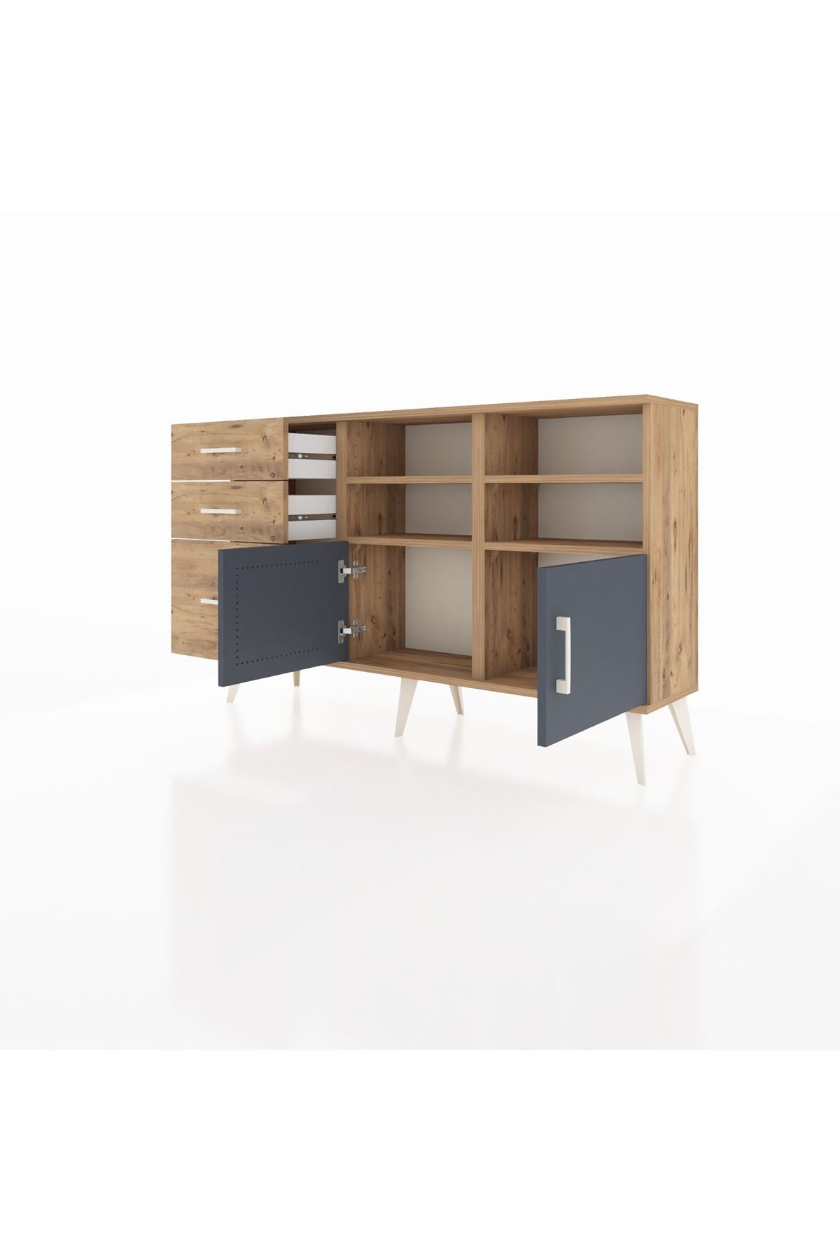 Arges Konsol 4 Raflı 3 Çekmeceli 2 Kapaklı 132x30x83 - S144M050V27A