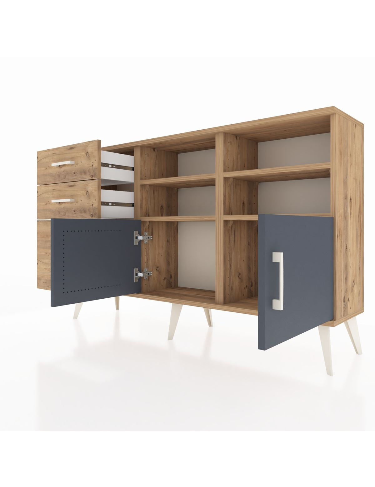 Arges Konsol 4 Raflı 3 Çekmeceli 2 Kapaklı 132x30x83 - S144M050V27A
