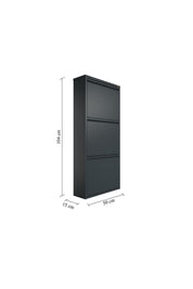 Dienni Ayakkabılık 3 Katlı Metal Antrasit Modern Tasarım Dayanıklı